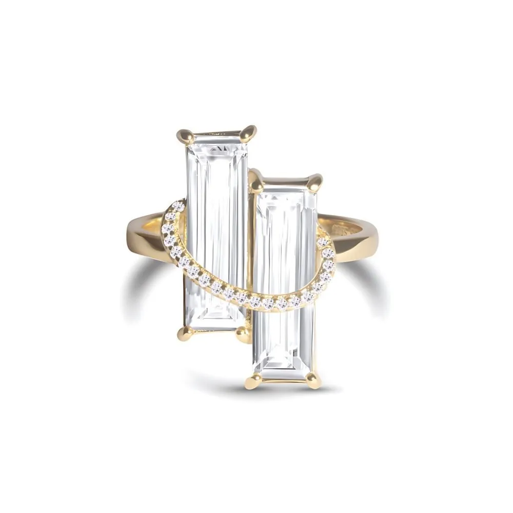 By Björk - Ring guld 2 rektangulär stenar 18.5